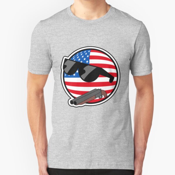 Muricaball (USAball) With Gun - Polandball's Countryballs Slim Fit T-Shirt