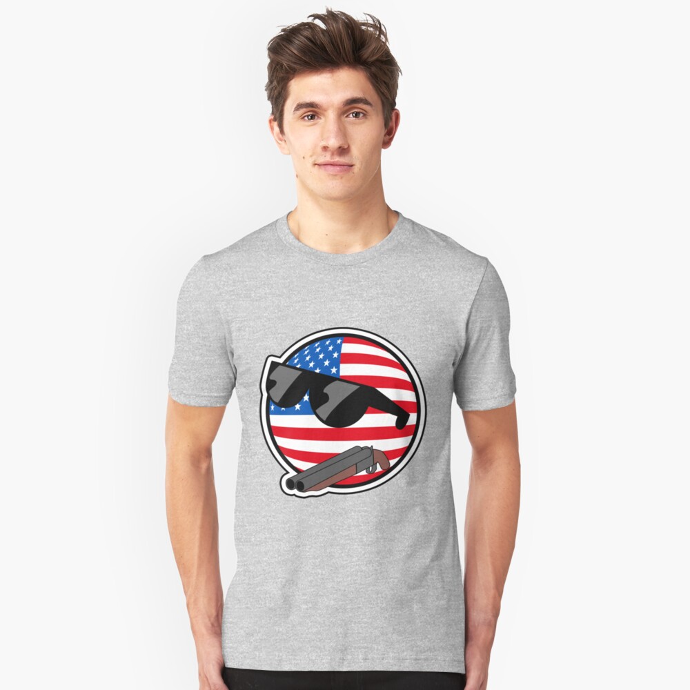 Muricaball (USAball) With Gun - Polandball's Countryballs Slim Fit T-Shirt