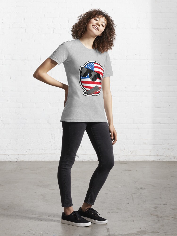 Alternate view of Muricaball (USAball) With Gun - Polandball's Countryballs Essential T-Shirt