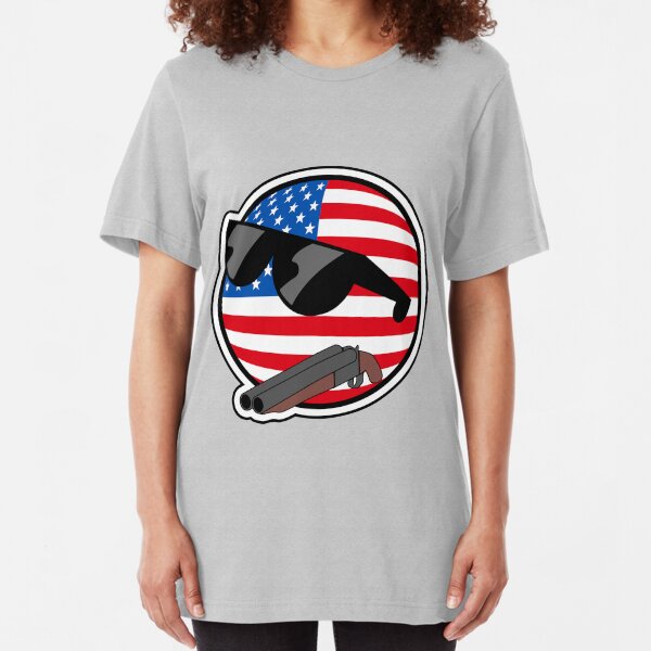 Muricaball (USAball) With Gun - Polandball's Countryballs Slim Fit T-Shirt