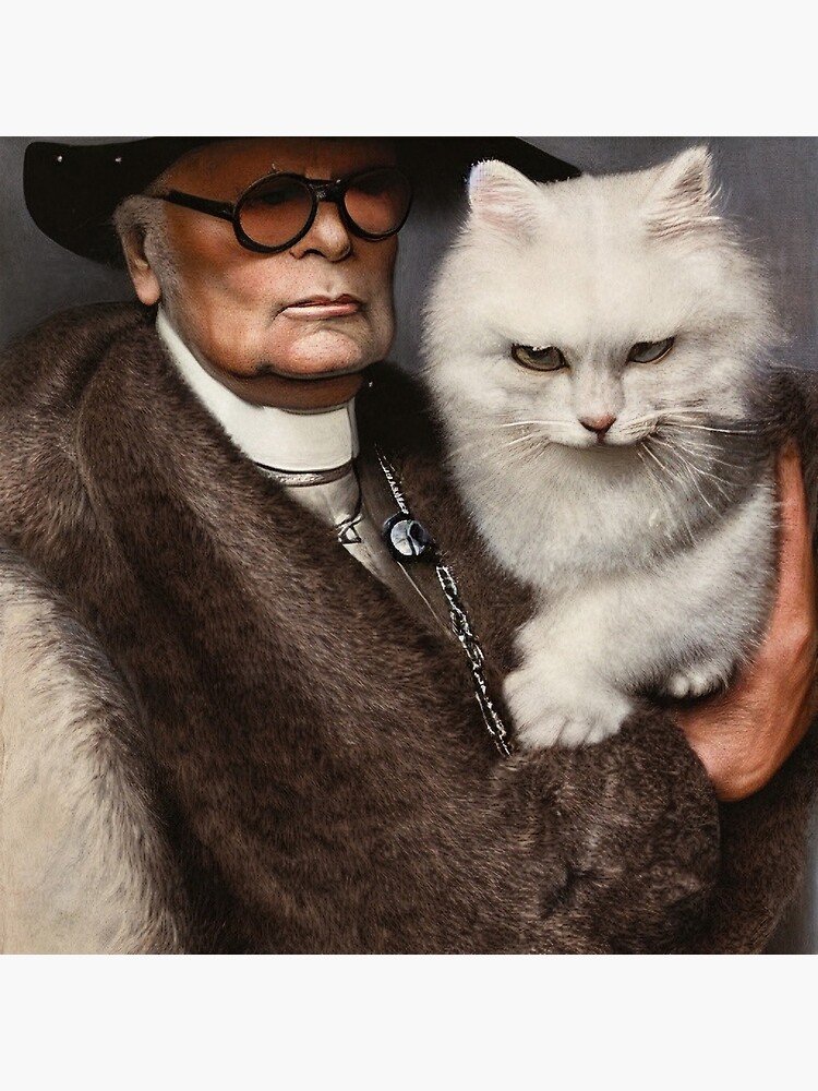 Karl Lagerfeld With Fluffy Cat Art Print Fashion Print 