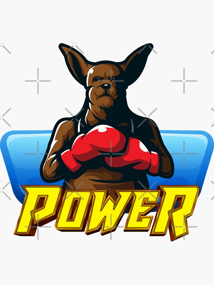 "Boxing kangaroo cartoonish style logo (black)" Sticker for Sale by