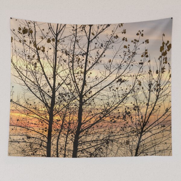 Item preview, Lacy Poplar Screen - Glorious Autumn Sunrise on the Lakeshore designed and sold by Georgia Mizuleva.