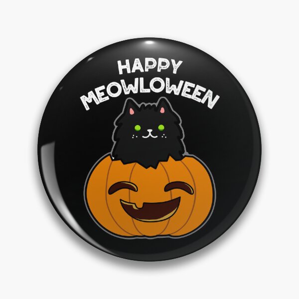 Item preview, Happy Meowloween Funny Halloween Black Cat Puns (Dark BG) designed and sold by punnybone.