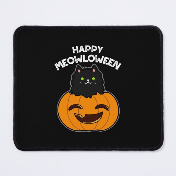 Item preview, Happy Meowloween Funny Halloween Black Cat Puns (Dark BG) designed and sold by punnybone.