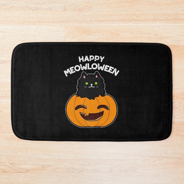 Item preview, Happy Meowloween Funny Halloween Black Cat Puns (Dark BG) designed and sold by punnybone.
