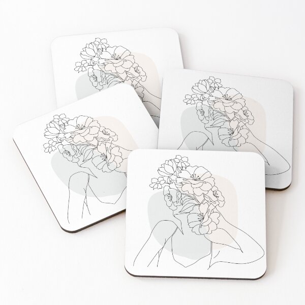 Item preview, Aesthetic Outlined Girls Face with Flowers designed and sold by selmaal.