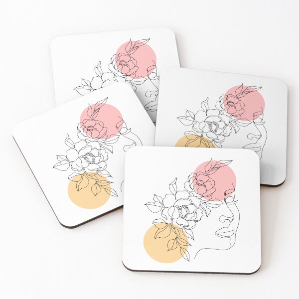 Item preview, Aesthetic Womans Face Outline with Flowers  designed and sold by selmaal.