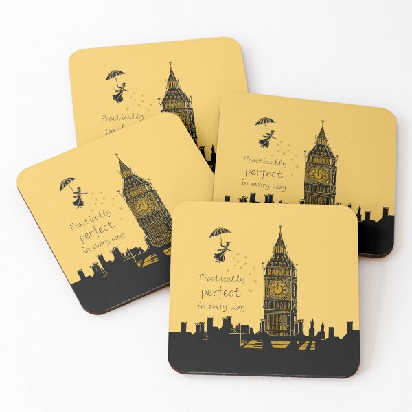 Item preview, Mary Poppins Practically Perfect in Every Way Linocut on Yellow designed and sold by Maddy Bennett.