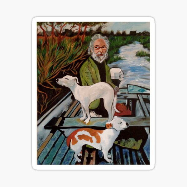 New Goodfellas Painting Old Man With Two Dogs Men Sticker For Sale By   St,small,507x507 Pad,600x600,f8f8f8 