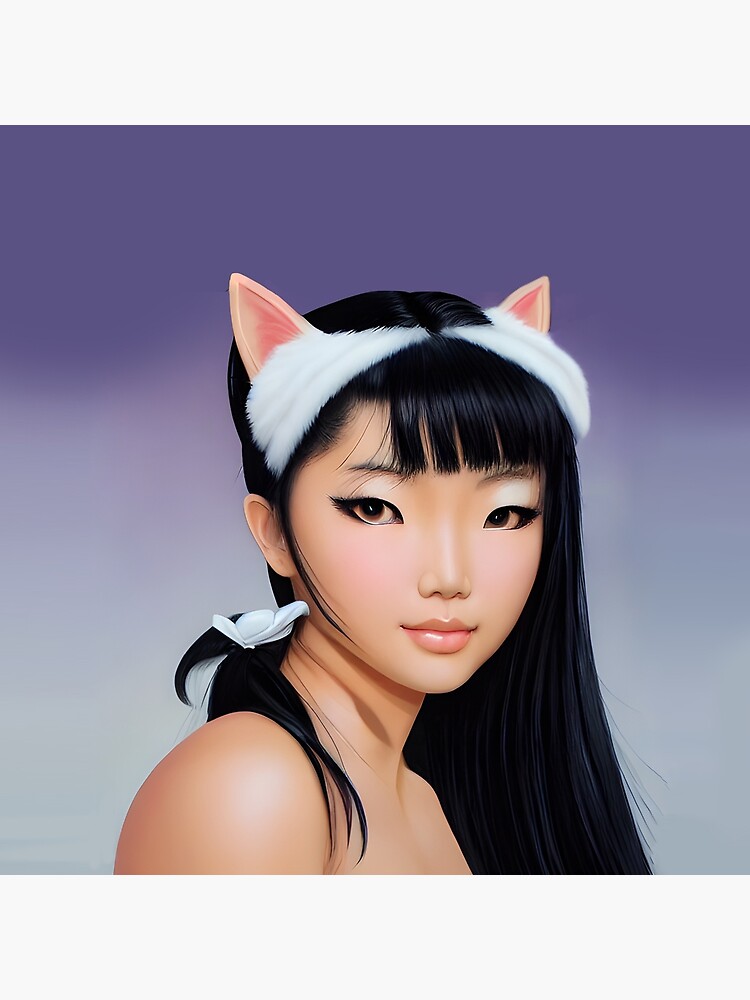 "Cute Japanese Girl With Cat Ears" Poster for Sale by The11thFloor
