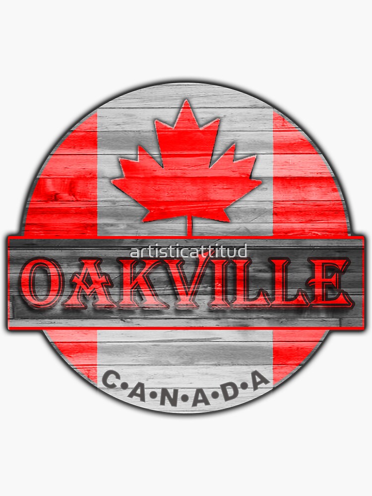 "Oakville Canada red wood flag" Sticker by artisticattitud Redbubble