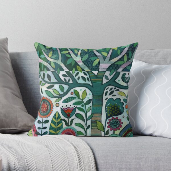 Leafy Garden Throw Pillow