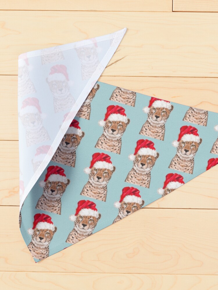 Alternate view of Christmas Cheetah in Blue Pet Bandana