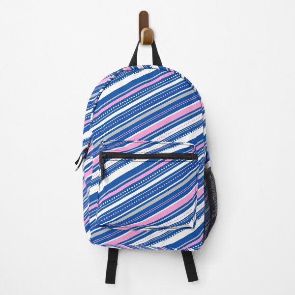 Item preview, Blue White Pink and Grey Diagonal Stripes Pattern designed and sold by humnoo.