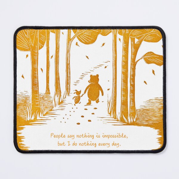Item preview, "Nothing is impossible" Winnie the Pooh and Piglet linocut with quote designed and sold by Maddy Bennett.