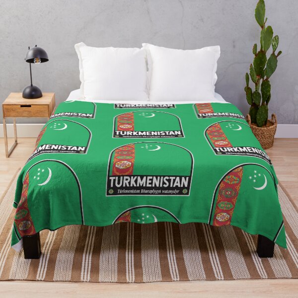 Artikelvorschau, Turkmenistan-Flaggen-Emblem im Used-Look entworfen und verkauft von KrisSidDesigns.