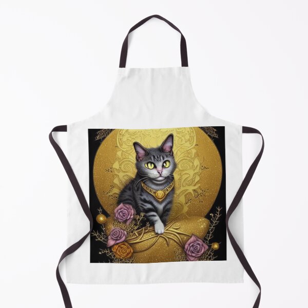 Item preview, Beautiful Fantasy Whimsical Cat Pastel Illustration with flowers and gold in background designed and sold by ManifestoDesign.