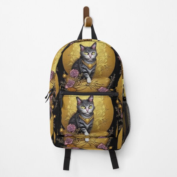 Item preview, Beautiful Fantasy Whimsical Cat Pastel Illustration with flowers and gold in background designed and sold by ManifestoDesign.
