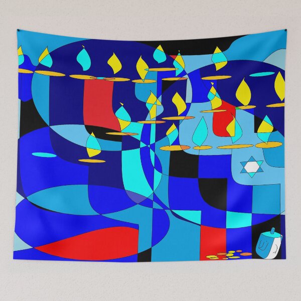 Item preview, A Community Chanukah (Hanukkah) in Blue Tones with Red designed and sold by judy snyder.