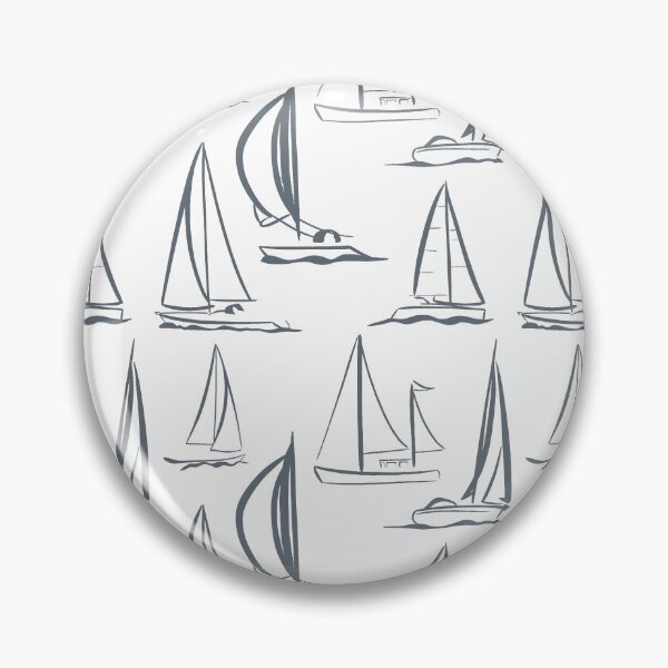 Item preview, Sailing Boats Pattern Version 3 - Grey on White designed and sold by seasprayart.