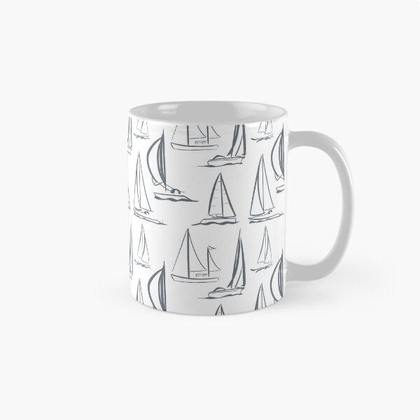 Item preview, Sailing Boats Pattern Version 3 - Grey on White designed and sold by seasprayart.