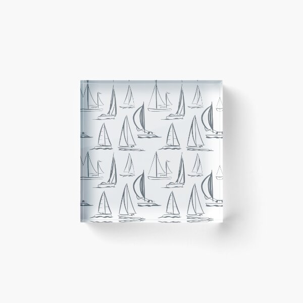 Item preview, Sailing Boats Pattern Version 3 - Grey on White designed and sold by seasprayart.