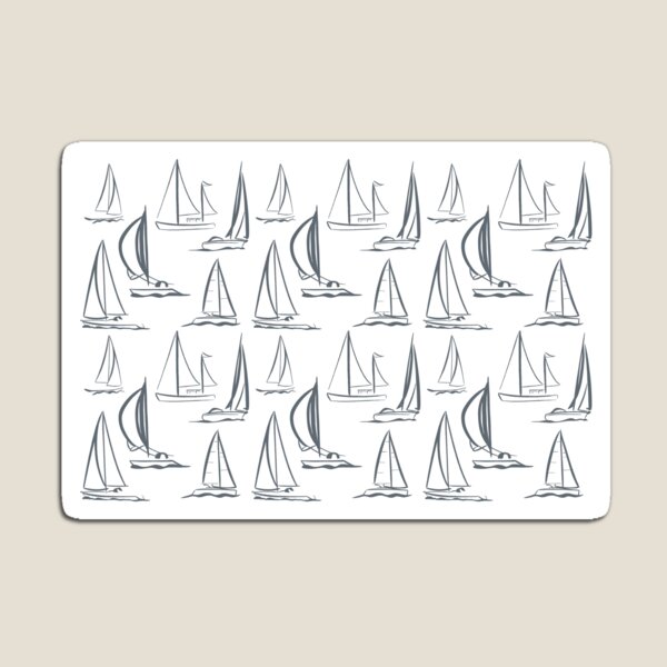 Item preview, Sailing Boats Pattern Version 3 - Grey on White designed and sold by seasprayart.