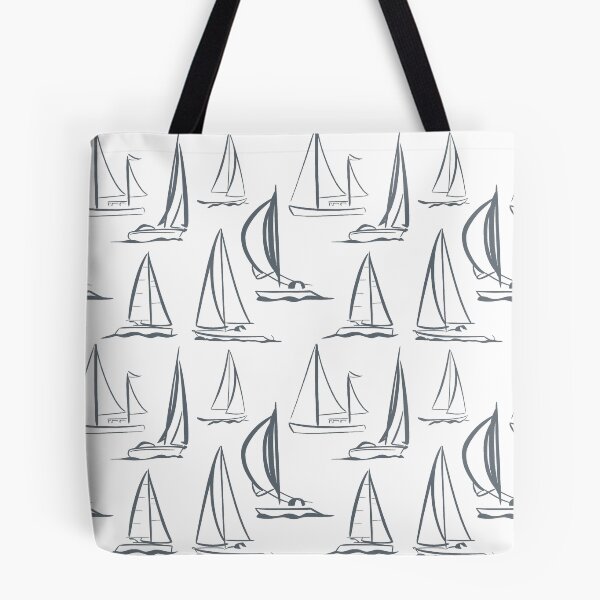 Item preview, Sailing Boats Pattern Version 3 - Grey on White designed and sold by seasprayart.