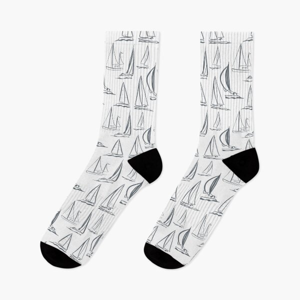 Item preview, Sailing Boats Pattern Version 3 - Grey on White designed and sold by seasprayart.