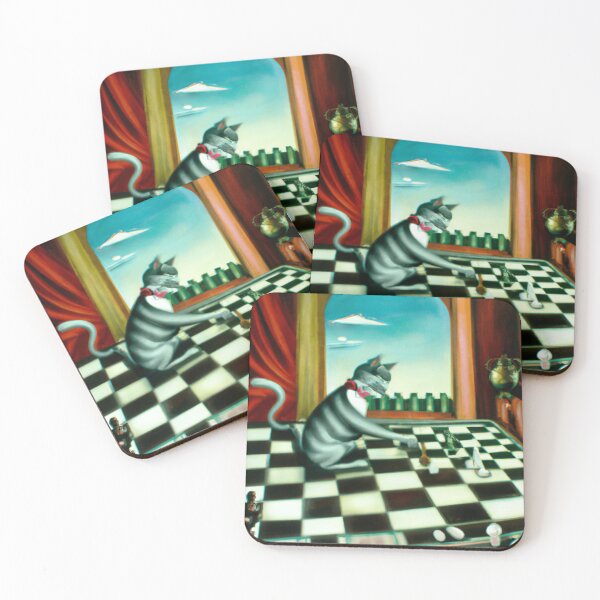 Item preview, Cat Playing Chess Surrealist Digital Art, Funny Chess Game With Cat Surreal Art designed and sold by DigitalMandy.