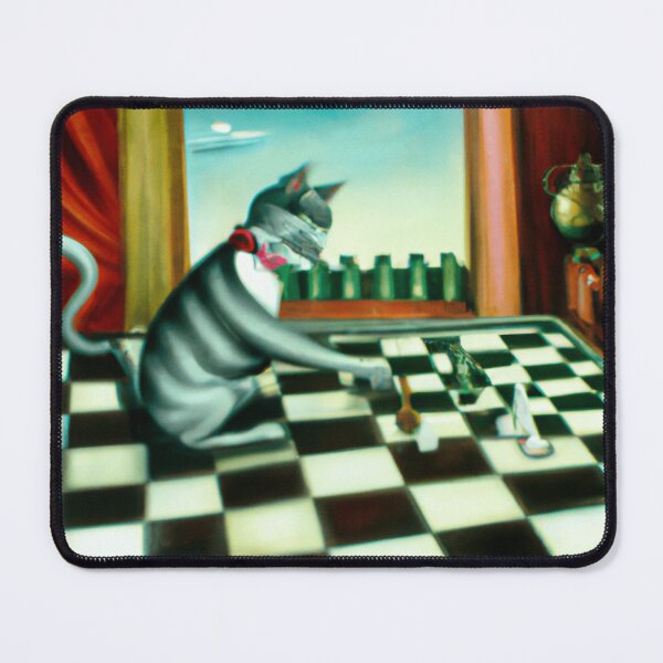 Item preview, Cat Playing Chess Surrealist Digital Art, Funny Chess Game With Cat Surreal Art designed and sold by DigitalMandy.