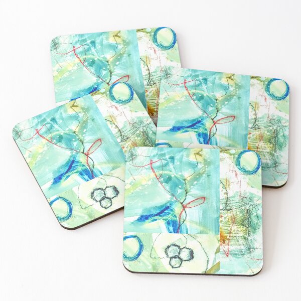 Item preview, Colorful messy turquoise and gold abstract  designed and sold by Grey Robinson.