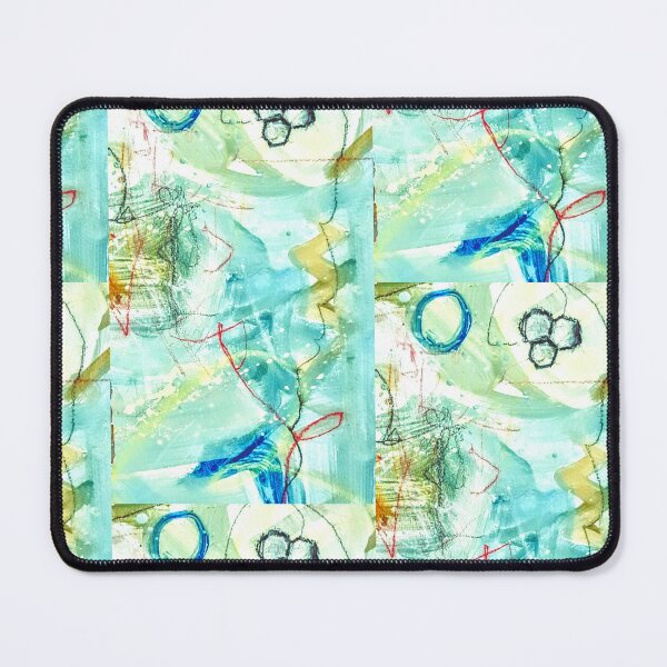 Item preview, Colorful messy turquoise and gold abstract designed and sold by Grey Robinson.