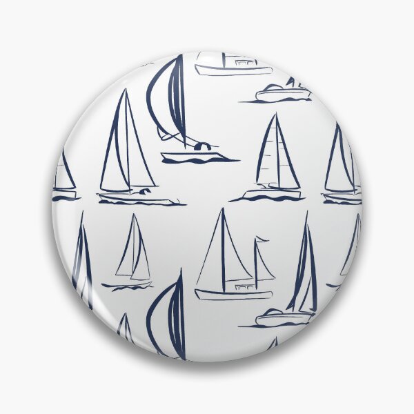 Item preview, Sailing Boats Pattern Version 4 - Dark Blue on White designed and sold by seasprayart.