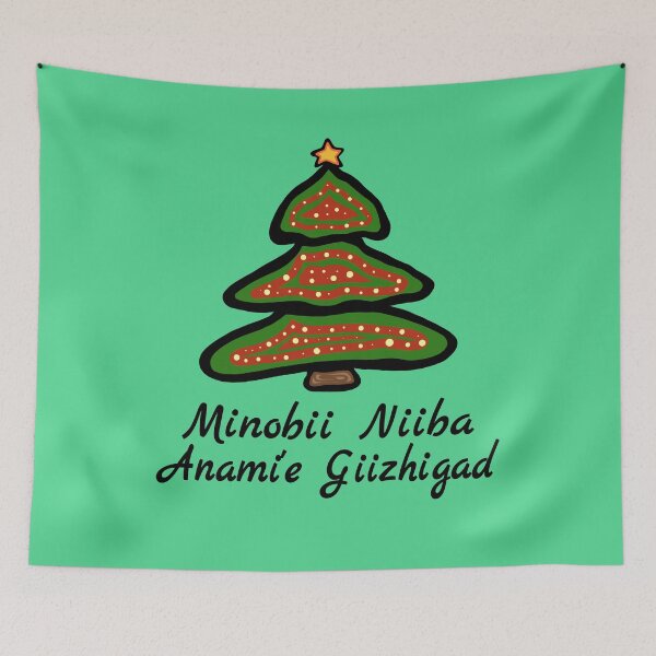 Item preview,  Minobii Niibaa Anama'e Giizhiigad! Merry Christmas Ojibwe designed and sold by MagicBoutique.
