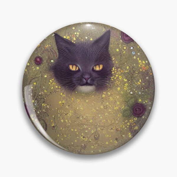 Item preview, Beautiful Fantasy Whimsical Cat Pastel Illustration with flowers and gold in background designed and sold by ManifestoDesign.