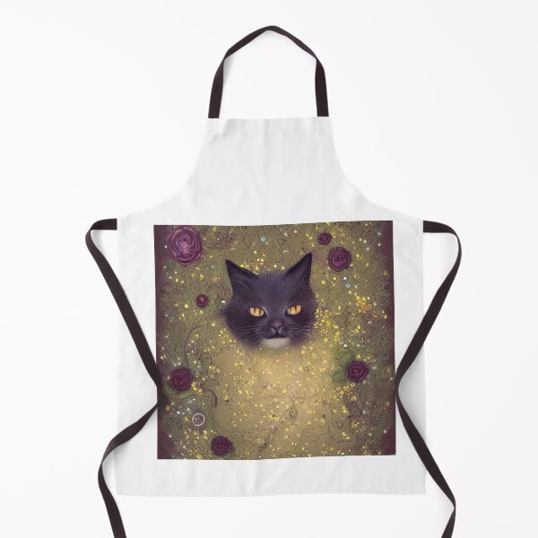 Item preview, Beautiful Fantasy Whimsical Cat Pastel Illustration with flowers and gold in background designed and sold by ManifestoDesign.