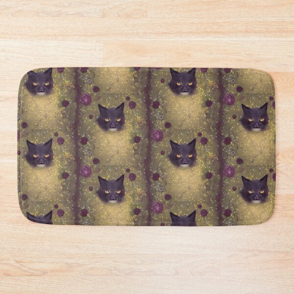 Item preview, Beautiful Fantasy Whimsical Cat Pastel Illustration with flowers and gold in background designed and sold by ManifestoDesign.