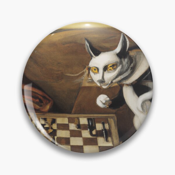 Item preview, Chess Lover Cat Plays a Chess Game Funny Surreal Digital Art designed and sold by DigitalMandy.