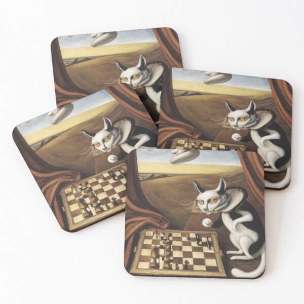 Item preview, Chess Lover Cat Plays a Chess Game Funny Surreal Digital Art designed and sold by DigitalMandy.