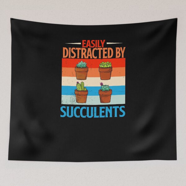 Item preview, Easily Distracted By Succulents Gift Gardening Retro Vintage designed and sold by Músico Ilustre.