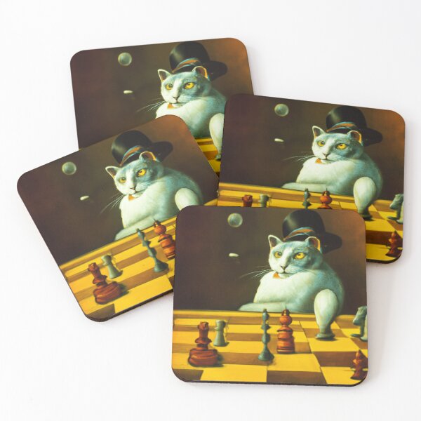 Item preview, Crazy Surreal Chess Match, Cat Plays Chess Game, Surrealist Digital Art designed and sold by DigitalMandy.