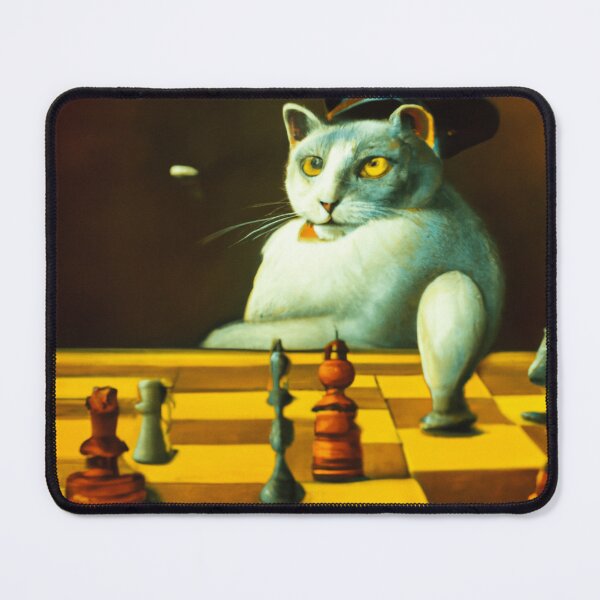 Item preview, Crazy Surreal Chess Match, Cat Plays Chess Game, Surrealist Digital Art designed and sold by DigitalMandy.