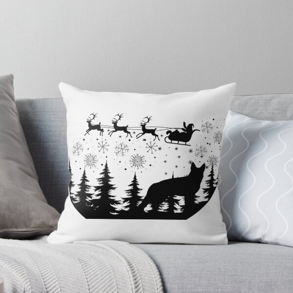 Item preview, Black and White Festive German Shepherd design. Festive Dog. Christmas dog designed and sold by Doggymadness.