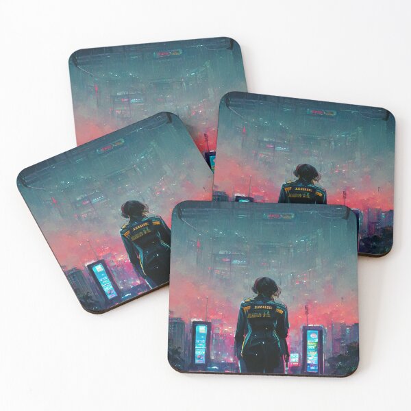 Item preview, Japanese Anime & Cyberpunk Character Standing Alone City View designed and sold by JsongArtPrints.