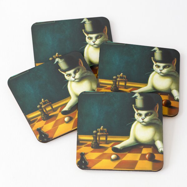 Item preview, Surreal Cat Plays Chess, Crazy Surrealist Digital Art, Cat Playing Chess Game  designed and sold by DigitalMandy.