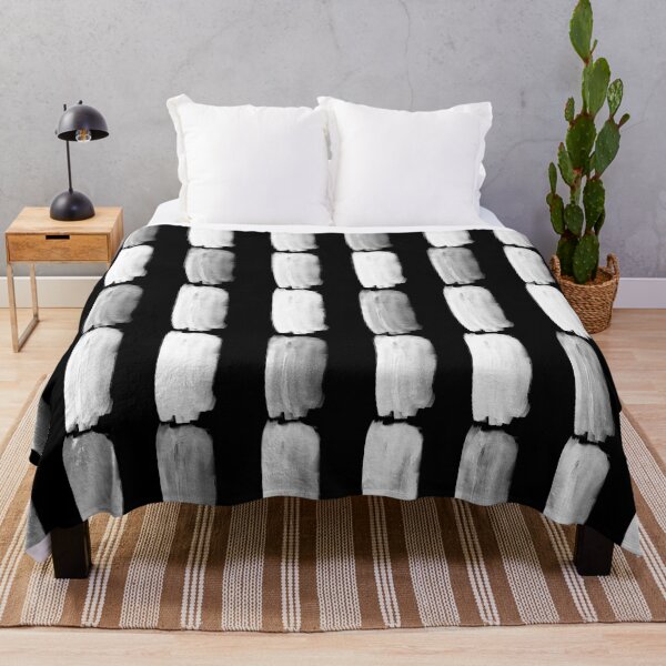 Item preview, Black and White Grid Brushstroke Pattern designed and sold by All-Black-White.