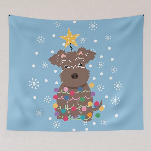 Item preview, Chocolate Brown Miniature Schnauzer Christmas Tree  designed and sold by Lulupainting.