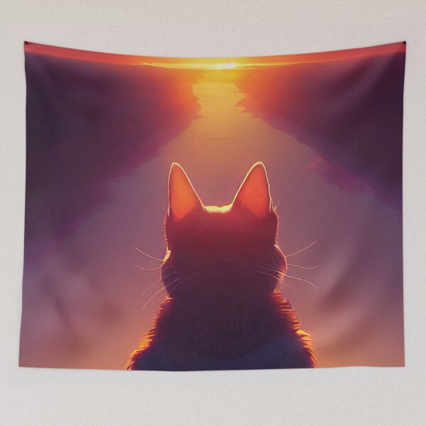 Item preview, Cat looking at a beautiful sunrise designed and sold by RK - Shop.